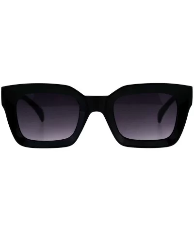 Womens Sunglasses Square Rectangular Beveled Dimensional Frame UV 400 - Black (Smoke) - CI18EI27LDI $9.87 Rectangular