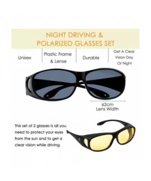 HD Day Night Driving Glasses Fit Over Sunglasses for Men & Women - Anti Glare Polarized Wraparounds - Combo Pack - CZ18AIN858...