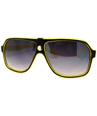 Mens Sunglasses Retro Fashion Flat Top Square Aviators - Yellow - CD11FJN9STT $7.08 Aviator