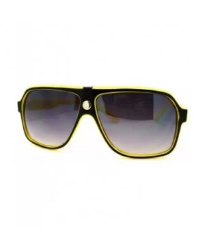 Mens Sunglasses Retro Fashion Flat Top Square Aviators - Yellow - CD11FJN9STT $7.08 Aviator