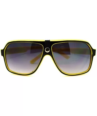 Mens Sunglasses Retro Fashion Flat Top Square Aviators - Yellow - CD11FJN9STT $7.08 Aviator