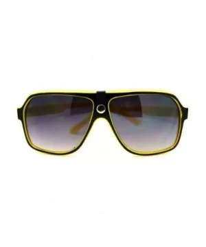 Mens Sunglasses Retro Fashion Flat Top Square Aviators - Yellow - CD11FJN9STT $7.08 Aviator