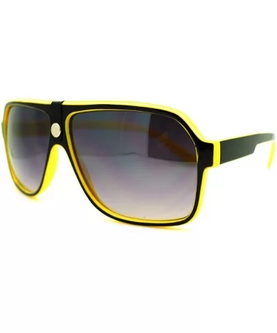 Mens Sunglasses Retro Fashion Flat Top Square Aviators - Yellow - CD11FJN9STT $7.08 Aviator