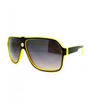 Mens Sunglasses Retro Fashion Flat Top Square Aviators - Yellow - CD11FJN9STT $7.08 Aviator