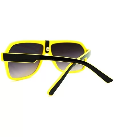 Mens Sunglasses Retro Fashion Flat Top Square Aviators - Yellow - CD11FJN9STT $7.08 Aviator