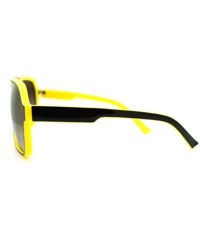 Mens Sunglasses Retro Fashion Flat Top Square Aviators - Yellow - CD11FJN9STT $7.08 Aviator