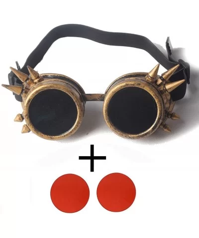 Spiked Kaleidoscope Glasses Elastic Band Steampunk Goggle Glasses Cosplay - Red - CR18SZDUX9Q $7.15 Goggle