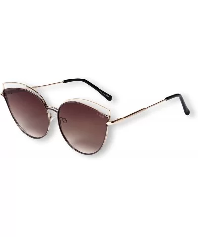 Oversize Double Wire Cat-Eye Sunglasses (Kitey) - Gold/ Brown - CS18Q8SN85N $10.51 Oversized