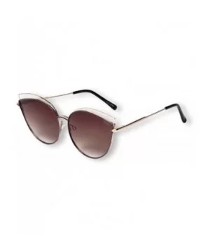 Oversize Double Wire Cat-Eye Sunglasses (Kitey) - Gold/ Brown - CS18Q8SN85N $10.51 Oversized