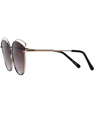 Oversize Double Wire Cat-Eye Sunglasses (Kitey) - Gold/ Brown - CS18Q8SN85N $10.51 Oversized