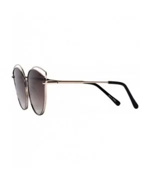 Oversize Double Wire Cat-Eye Sunglasses (Kitey) - Gold/ Brown - CS18Q8SN85N $10.51 Oversized