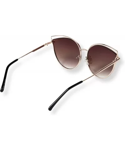 Oversize Double Wire Cat-Eye Sunglasses (Kitey) - Gold/ Brown - CS18Q8SN85N $10.51 Oversized