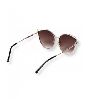 Oversize Double Wire Cat-Eye Sunglasses (Kitey) - Gold/ Brown - CS18Q8SN85N $10.51 Oversized