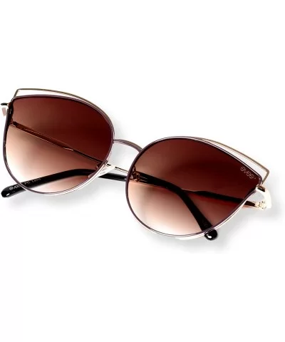 Oversize Double Wire Cat-Eye Sunglasses (Kitey) - Gold/ Brown - CS18Q8SN85N $10.51 Oversized