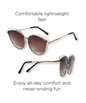 Oversize Double Wire Cat-Eye Sunglasses (Kitey) - Gold/ Brown - CS18Q8SN85N $10.51 Oversized