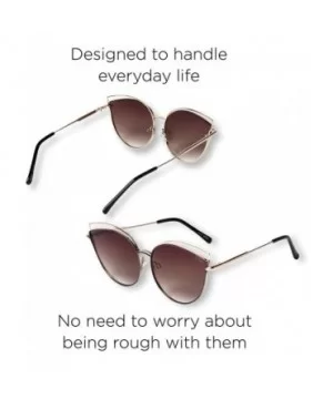 Oversize Double Wire Cat-Eye Sunglasses (Kitey) - Gold/ Brown - CS18Q8SN85N $10.51 Oversized