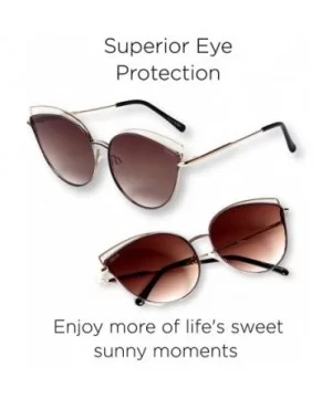 Oversize Double Wire Cat-Eye Sunglasses (Kitey) - Gold/ Brown - CS18Q8SN85N $10.51 Oversized