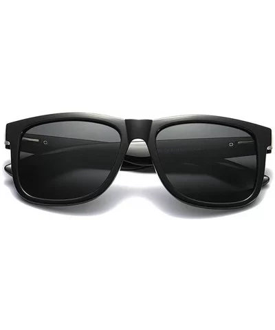 Fashion Polarized Sunglasses Classic TR90 Square Frame Mens Goggle UV400 - Shiny Black - CL18UEI5WM7 $13.66 Square