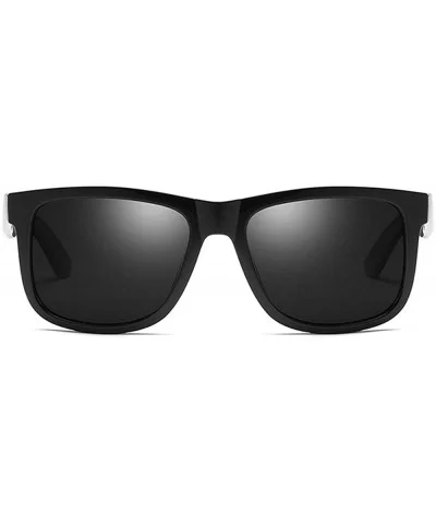 Fashion Polarized Sunglasses Classic TR90 Square Frame Mens Goggle UV400 - Shiny Black - CL18UEI5WM7 $13.66 Square