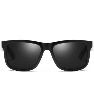 Fashion Polarized Sunglasses Classic TR90 Square Frame Mens Goggle UV400 - Shiny Black - CL18UEI5WM7 $13.66 Square