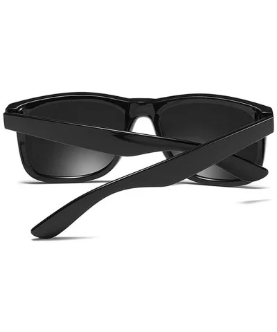 Fashion Polarized Sunglasses Classic TR90 Square Frame Mens Goggle UV400 - Shiny Black - CL18UEI5WM7 $13.66 Square