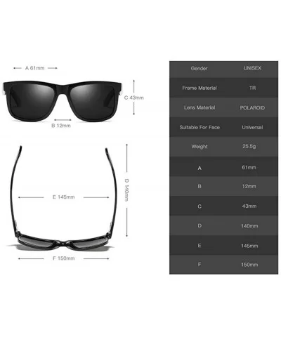 Fashion Polarized Sunglasses Classic TR90 Square Frame Mens Goggle UV400 - Shiny Black - CL18UEI5WM7 $13.66 Square