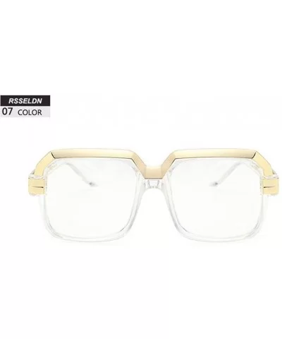 Golden Eyebrow Square Sunglasses Women Brand Designer Clear Lens Glasses Female Sunglass UV400 - 4 - CD18RG2T8YH $24.71 Oval