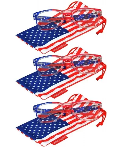 Set of 3 Pairs Classic American Patriot Flag Sunglasses USA Colored Mirror Smoke Lens - C812O7M2JLK $9.92 Rectangular