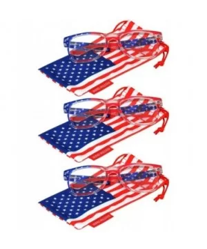 Set of 3 Pairs Classic American Patriot Flag Sunglasses USA Colored Mirror Smoke Lens - C812O7M2JLK $9.92 Rectangular