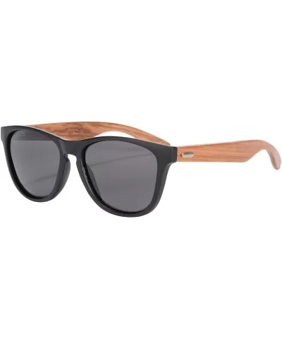 Women's Polarized Wooden Sunglasses UV400 Colorful Flash Mirror Lens-Z6100 - Matte Black-zebra - CM18O2HSXOD $17.51 Wayfarer