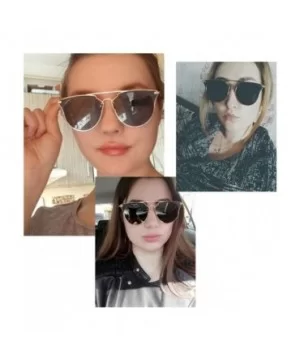 Fashion Small Metal Frame Round Aviator Sunglasses Flat Mirrored Lens - Black Lens Gold Frame - CI18S9TTTZ5 $7.45 Round