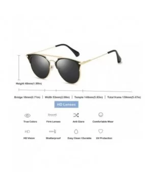 Fashion Small Metal Frame Round Aviator Sunglasses Flat Mirrored Lens - Black Lens Gold Frame - CI18S9TTTZ5 $7.45 Round