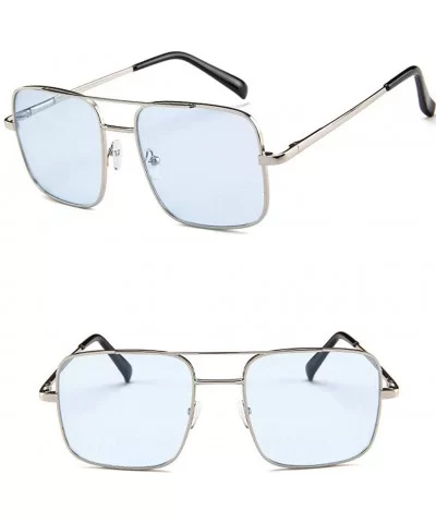 2020 New Oversized Square Sunglasses for Women Rimless Frame Candy Color Transparent Glasses - Blue - C6196SWAH0G $4.91 Square