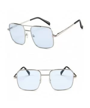 2020 New Oversized Square Sunglasses for Women Rimless Frame Candy Color Transparent Glasses - Blue - C6196SWAH0G $4.91 Square