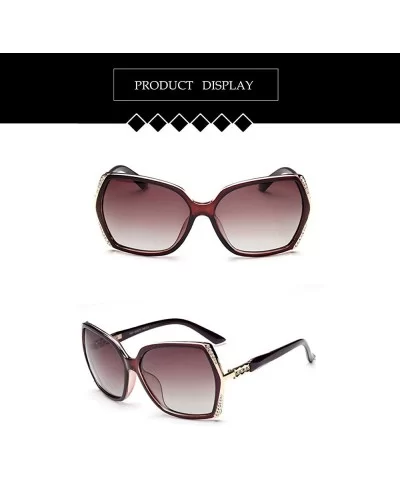 Women Sparkling Crystal Polarized Sunglasses UV400 - Brown - CE18GLKTZ2E $9.76 Square