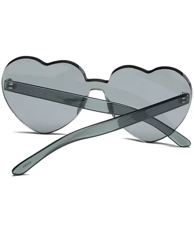 Heart Shape Rimless Sunglasses Transparent Candy Color Eyewear Resin Lens Sunglasses - C - CQ1908O3ET6 $5.81 Goggle