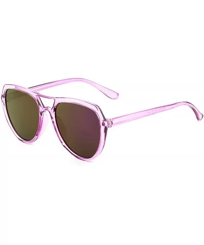 Flat Top Aviator Sunglasses for Men Women Sunglasses - Purple - CH18M0YUOGY $9.59 Oversized