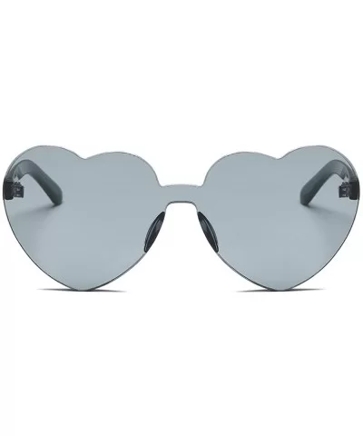 Heart Shape Rimless Sunglasses Transparent Candy Color Eyewear Resin Lens Sunglasses - C - CQ1908O3ET6 $5.81 Goggle