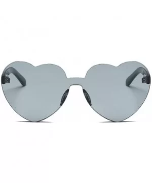 Heart Shape Rimless Sunglasses Transparent Candy Color Eyewear Resin Lens Sunglasses - C - CQ1908O3ET6 $5.81 Goggle