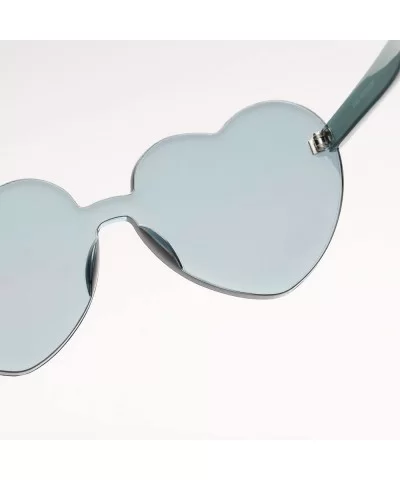 Heart Shape Rimless Sunglasses Transparent Candy Color Eyewear Resin Lens Sunglasses - C - CQ1908O3ET6 $5.81 Goggle