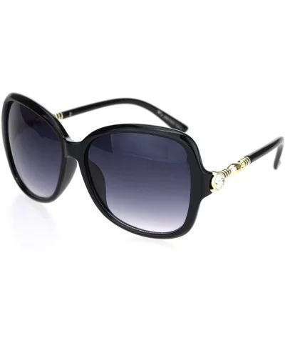 Womens Large Rhinestone Hinge Gradient Lens Butterfly Plastic Sunglasses - Black Gold Smoke - CC18OQTG3EM $9.29 Oversized