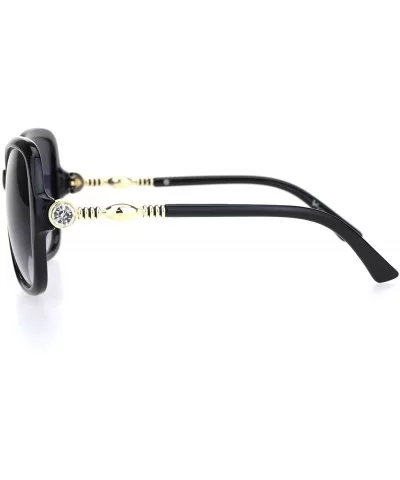 Womens Large Rhinestone Hinge Gradient Lens Butterfly Plastic Sunglasses - Black Gold Smoke - CC18OQTG3EM $9.29 Oversized