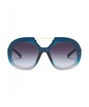 Big Round Oversized Double Bridge Sunglasses Metal Frame Retro Unisex - Blue White - CC18DTR753O $7.03 Goggle