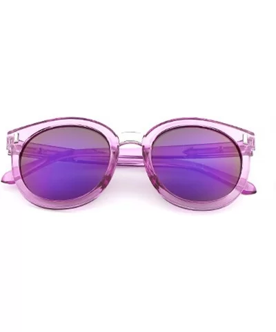 Flat Top Aviator Sunglasses for Men Women Sunglasses - Purple - CH18M0YUOGY $9.59 Oversized