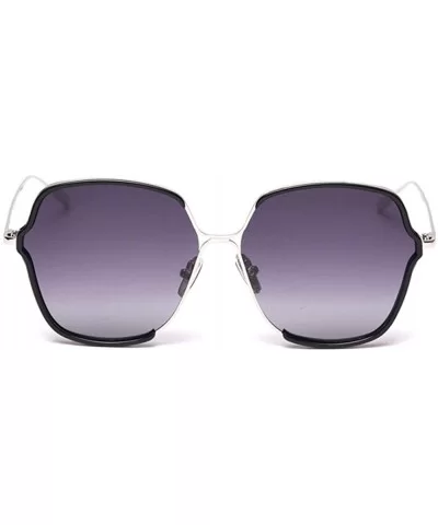 Polarized Personalized Square Sunglasses for Women Gradient Lens UV400 - C5 Silver Gray Orang - CH198G2QXE0 $11.93 Square