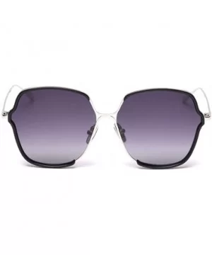 Polarized Personalized Square Sunglasses for Women Gradient Lens UV400 - C5 Silver Gray Orang - CH198G2QXE0 $11.93 Square