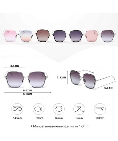 Polarized Personalized Square Sunglasses for Women Gradient Lens UV400 - C5 Silver Gray Orang - CH198G2QXE0 $11.93 Square