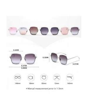 Polarized Personalized Square Sunglasses for Women Gradient Lens UV400 - C5 Silver Gray Orang - CH198G2QXE0 $11.93 Square