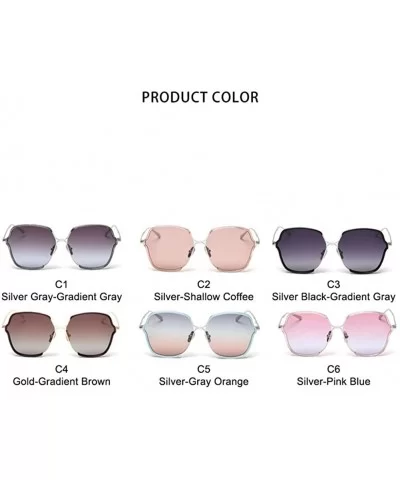 Polarized Personalized Square Sunglasses for Women Gradient Lens UV400 - C5 Silver Gray Orang - CH198G2QXE0 $11.93 Square