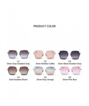 Polarized Personalized Square Sunglasses for Women Gradient Lens UV400 - C5 Silver Gray Orang - CH198G2QXE0 $11.93 Square